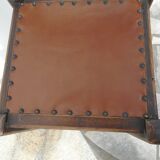 Series of 4 wood and leather chairs