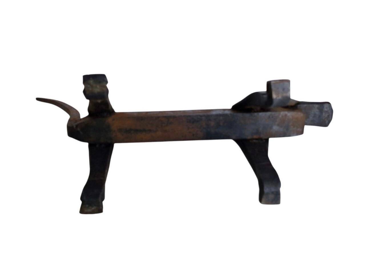 Paire de chenets de cheminée en fer forgé- edouard schenck 1950s