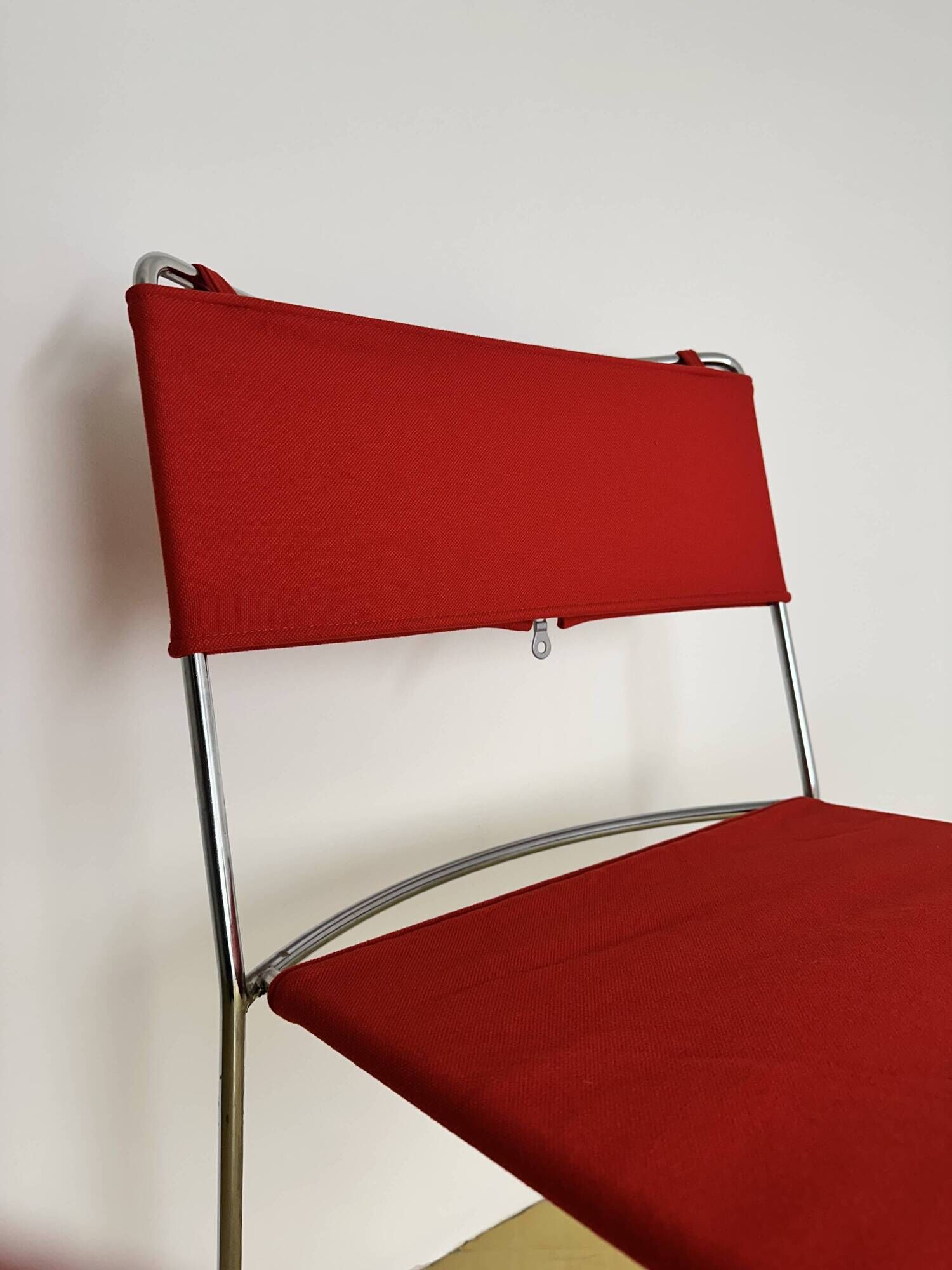 Delfina Chair Enzo Mari for Rexite 1974 Chrome Steel Kvadrat Field Fabric