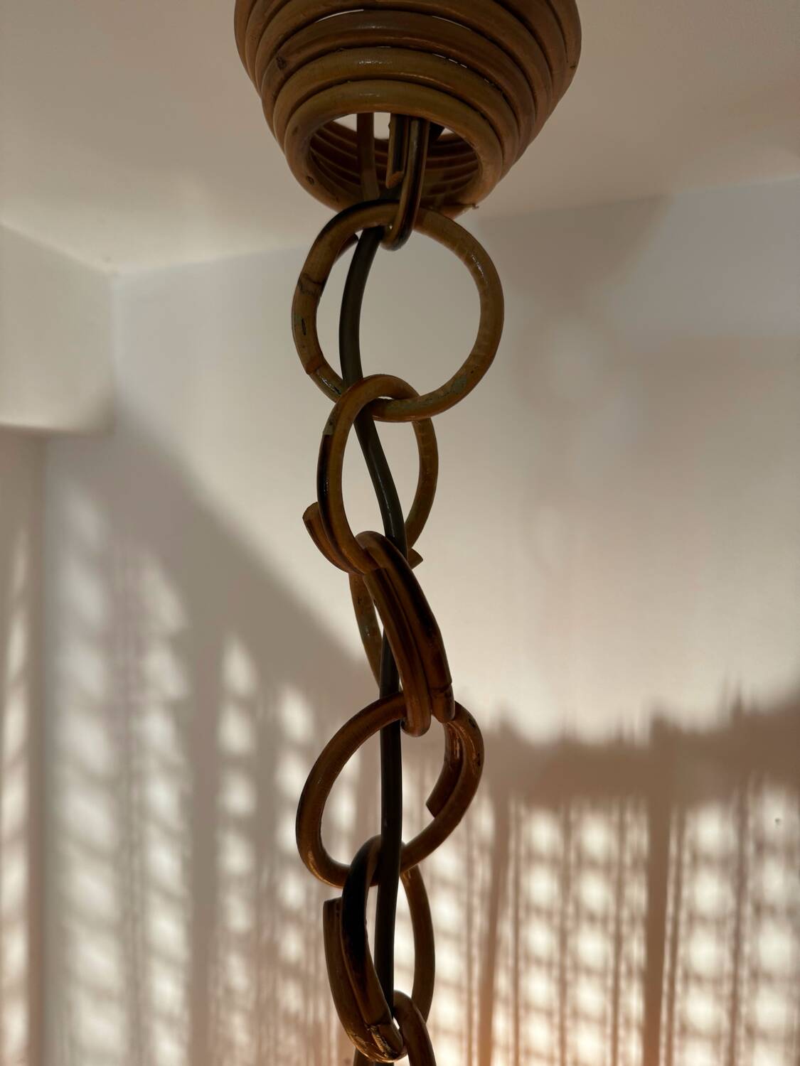Bamboo rattan suspension from the 1960s.