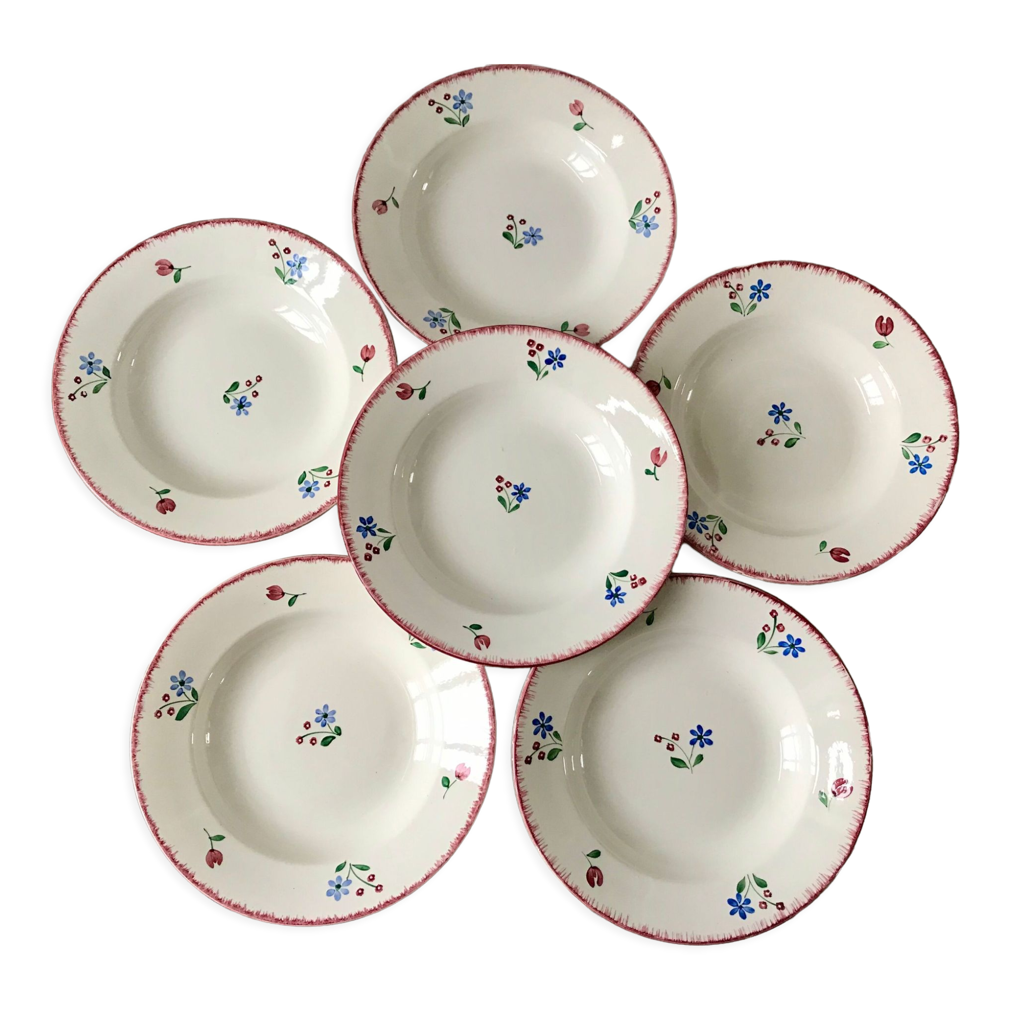 Lot of 6 hollow plates badonviller model "dany" years 30-40