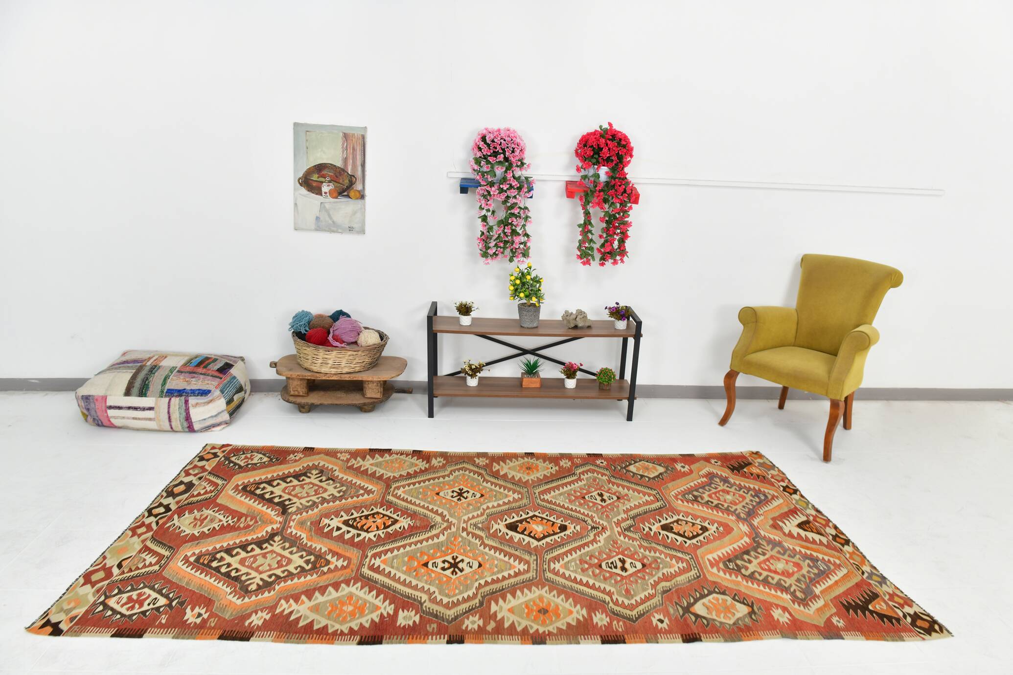 Red Brown Tribal Turkish Kilim Rug 146x292Cm SK 35174