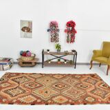 Red Brown Tribal Turkish Kilim Rug 146x292Cm SK 35174