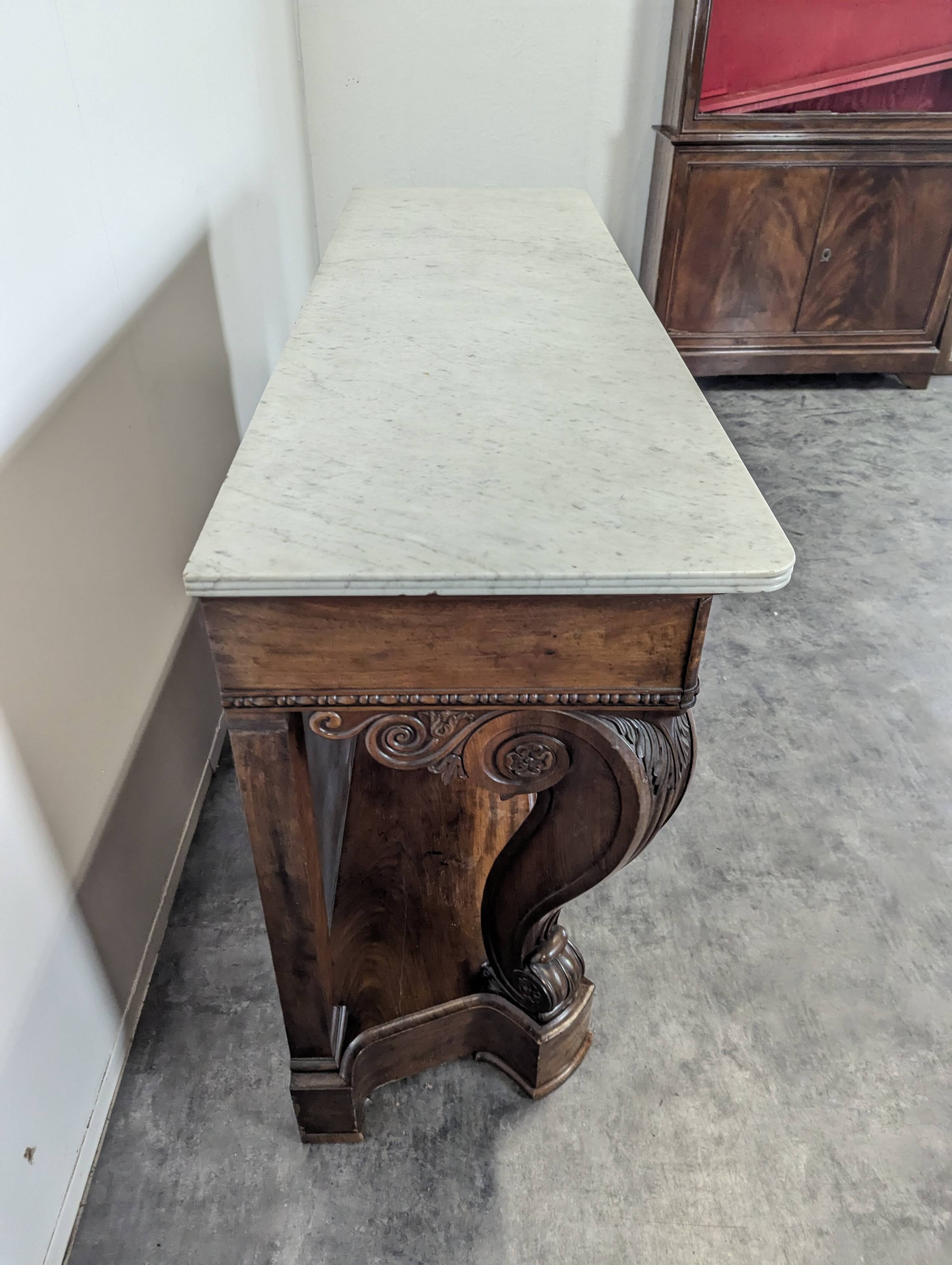 Restoration period console with mirror base, stamped Gomien