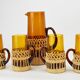 Vintage orangeade glass and rattan set