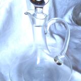 Mouth-blown crystal ewer-shaped carafe with handmade decoration and stopper