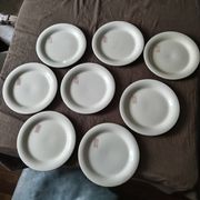 8 Longwy earthenware hotel plates 19th century initials RR
