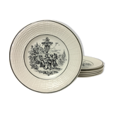 Lot de 6 assiettes à dessert représentant 6 mois de l’année. « digoin sarreguemines »