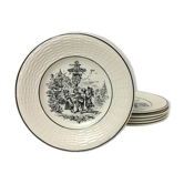 Set Of 6 Dessert Plates Representing 6 Months Of The Year. "Digoin Sarreguemines"