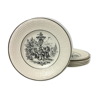 Lot de 6 assiettes à dessert représentant 6 mois de l’année. « digoin sarreguemines »