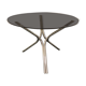 Vintage round table 1970 chrome foot smoked glass top 70