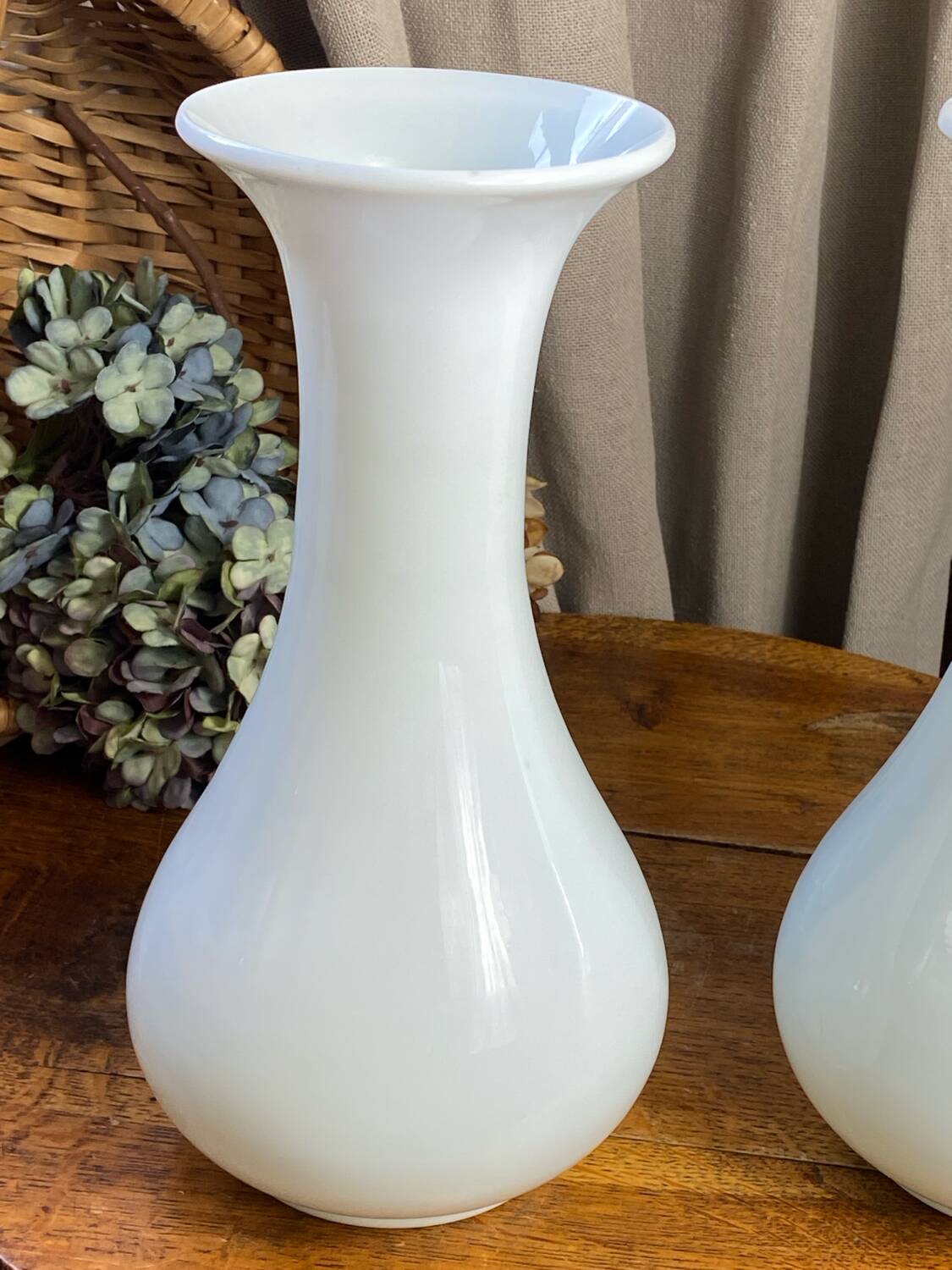 Pair of white opaline vases