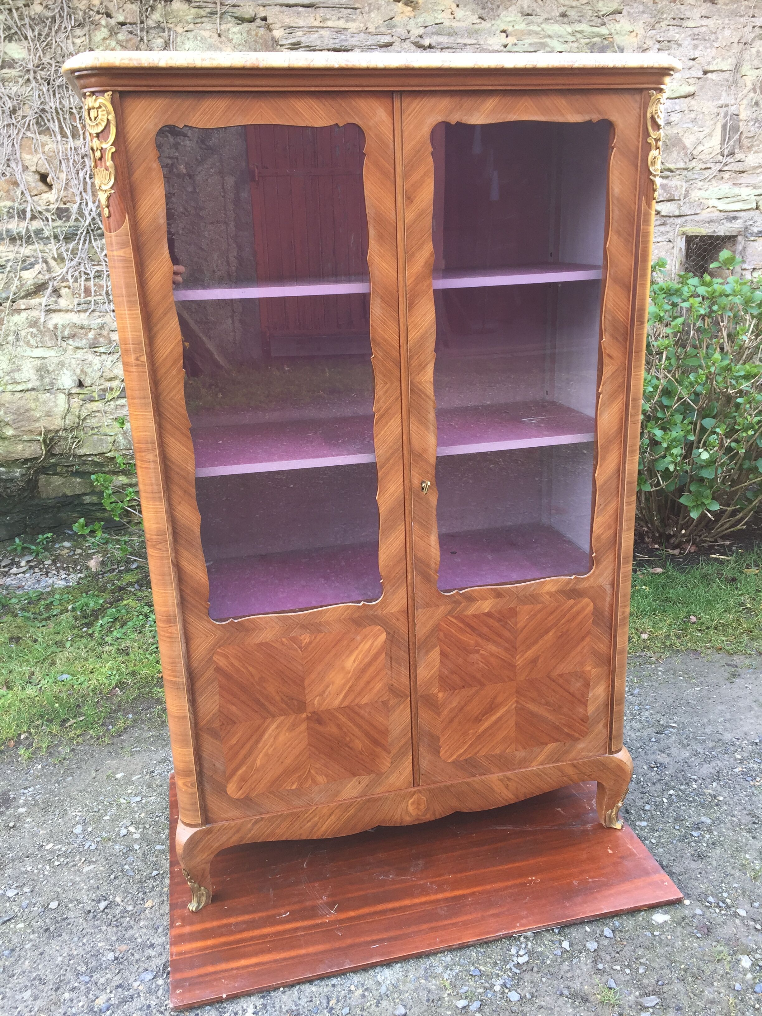 Louis XV marquetry library display case with 2 doors stamped Maurice Rinck