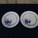 2 dessert plates in opaque porcelain of Gien model Chante clair diam diam 20,5 cm