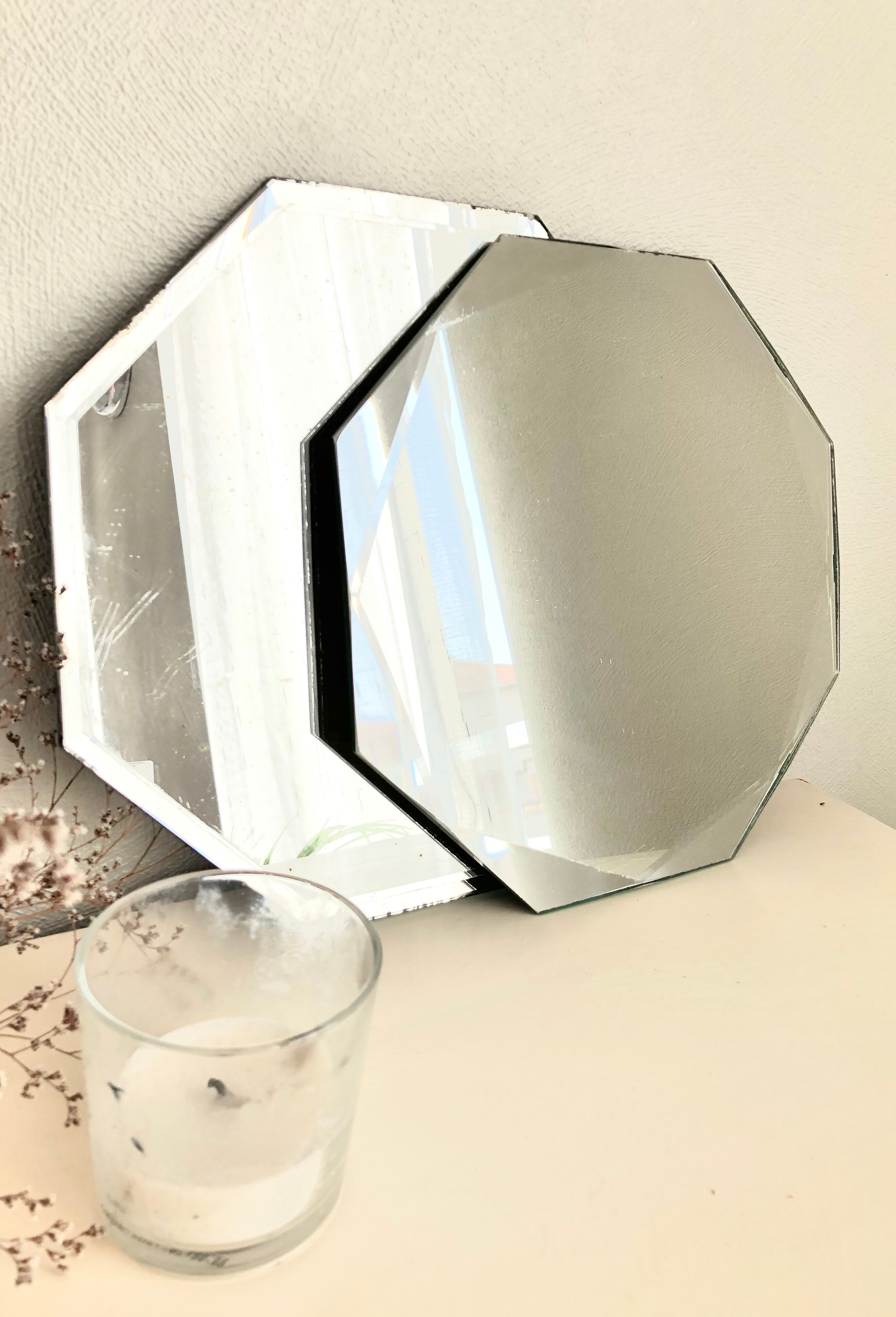 Octagonal bevelled mirror 27 x 27 cm