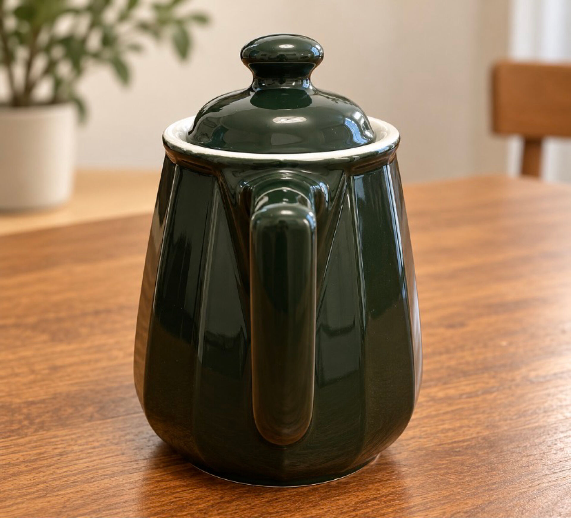 Vintage bistro jug in bottle green porcelain