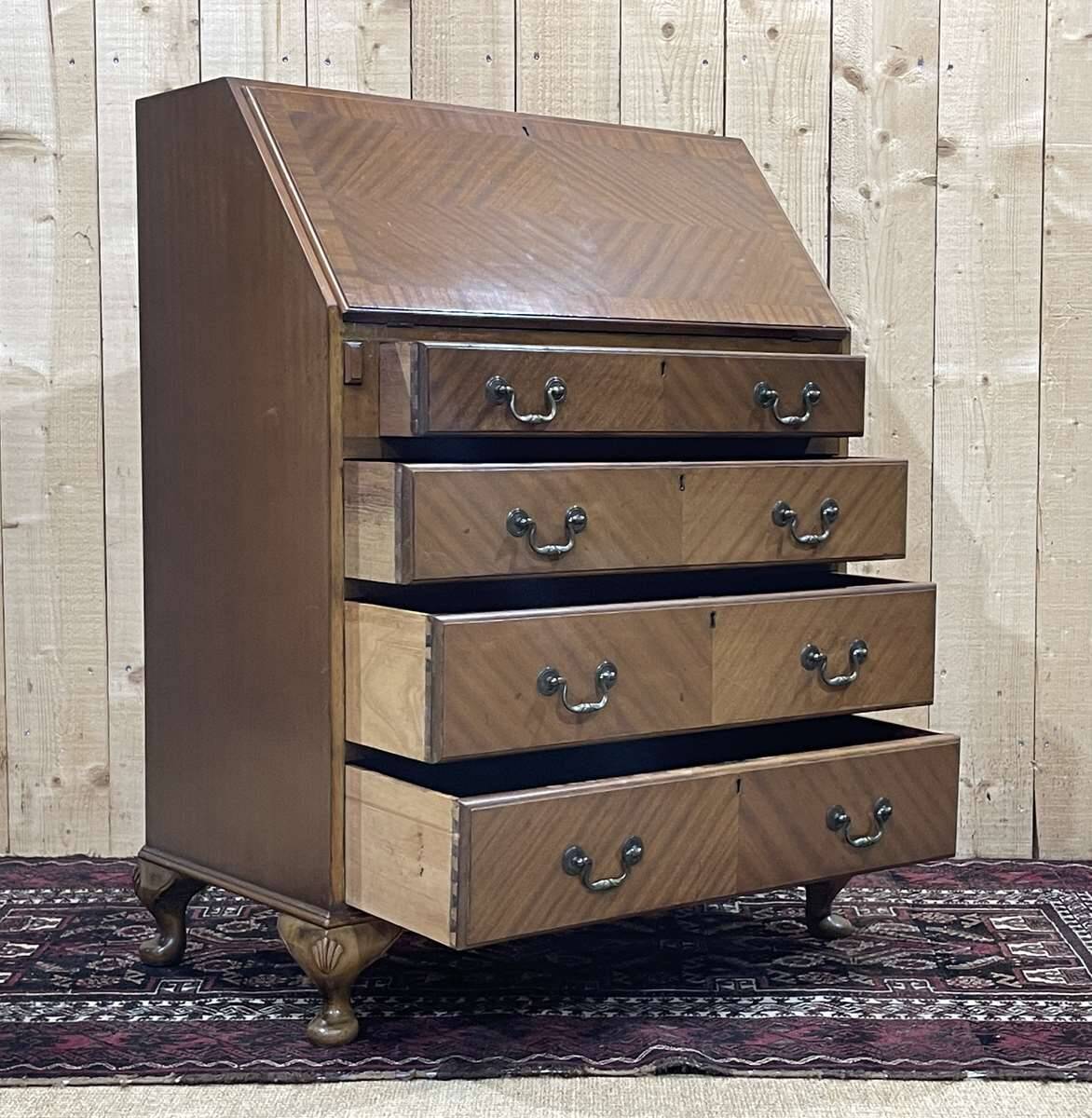 1950s English mahogany secretary.