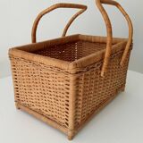 Vintage rattan and wicker basket from the 60s/70s