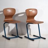 Chaises d'école d'époque (c.1950). Ensemble de 4 pièces