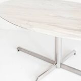 Dining table Roche Bobois. Metal and white marble. France, 1960s