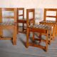 set of 4 pine and leather chairs, 1970