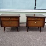 Small vintage sideboard + 2 bedside table - wood compass leg