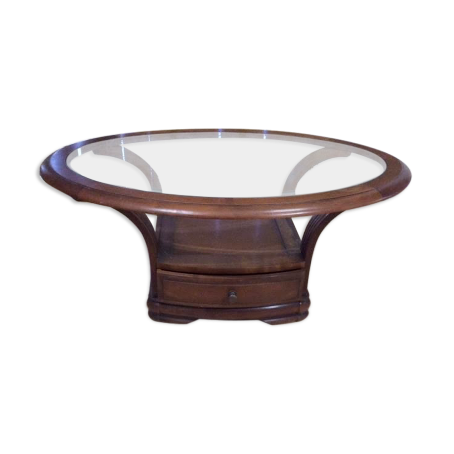 Coffee table in cherry and glass