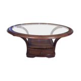 Table basse en merisier et verre