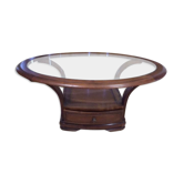 Table basse en merisier et verre