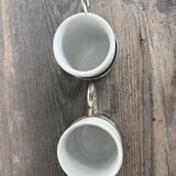 Set of 2 vintage porcelain cups with silver metal stand