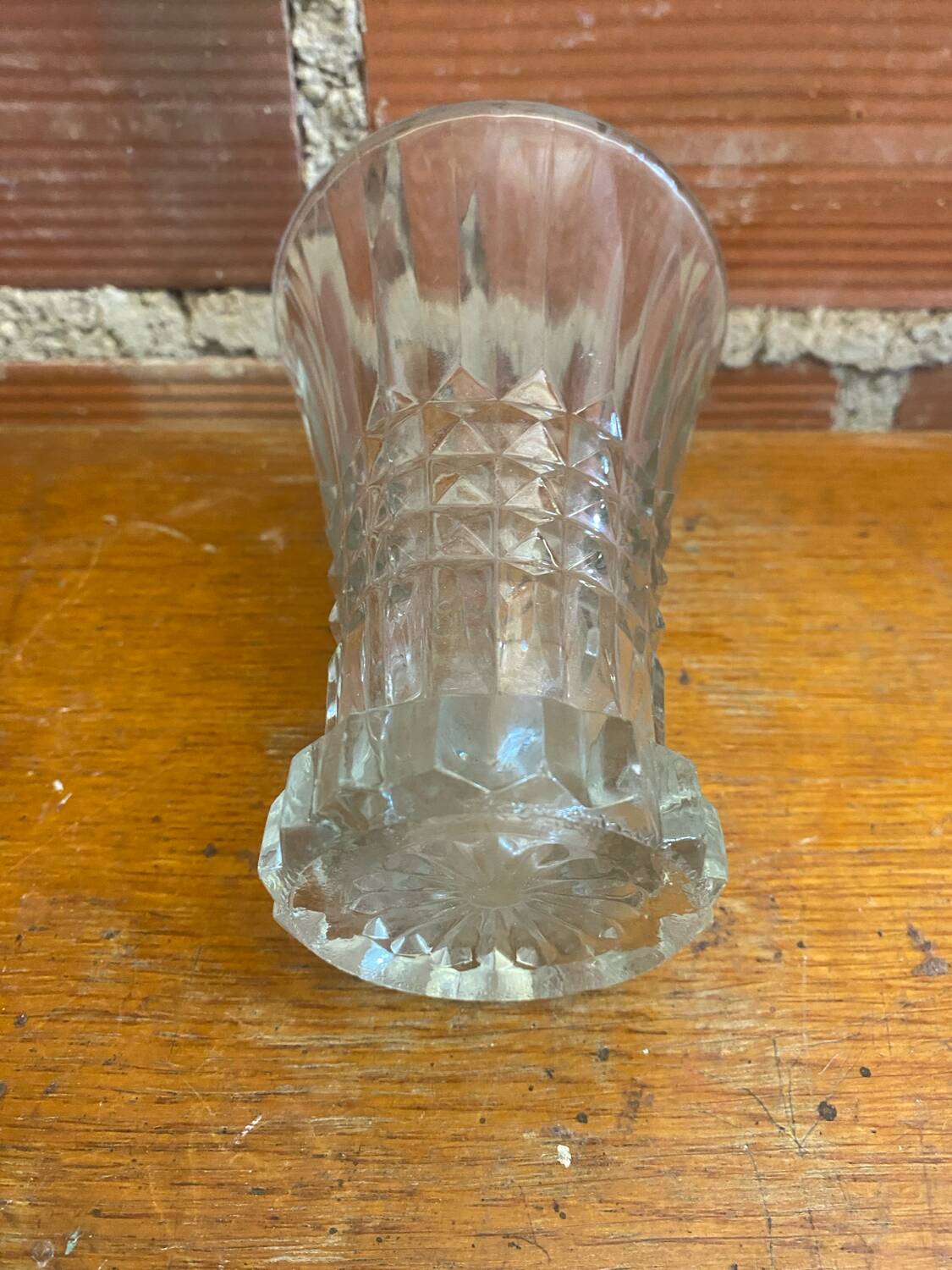 Pair Antique Clear Molded Vase Vintage Decoration #C596
