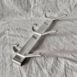 Vintage anodized aluminum wall coat rack - 3 hooks