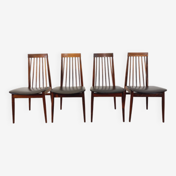 Suite de 4 chaises vintage style scandinave en palissandre des années 60, par Ernst Martin Dettinger