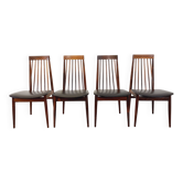 Suite de 4 chaises vintage style scandinave en palissandre des années 60, par Ernst Martin Dettinger