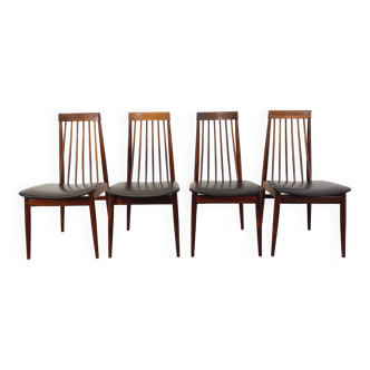 Set of 4 vintage Scandinavian style rosewood chairs from the 60s, by Ernst Martin Dettinger
