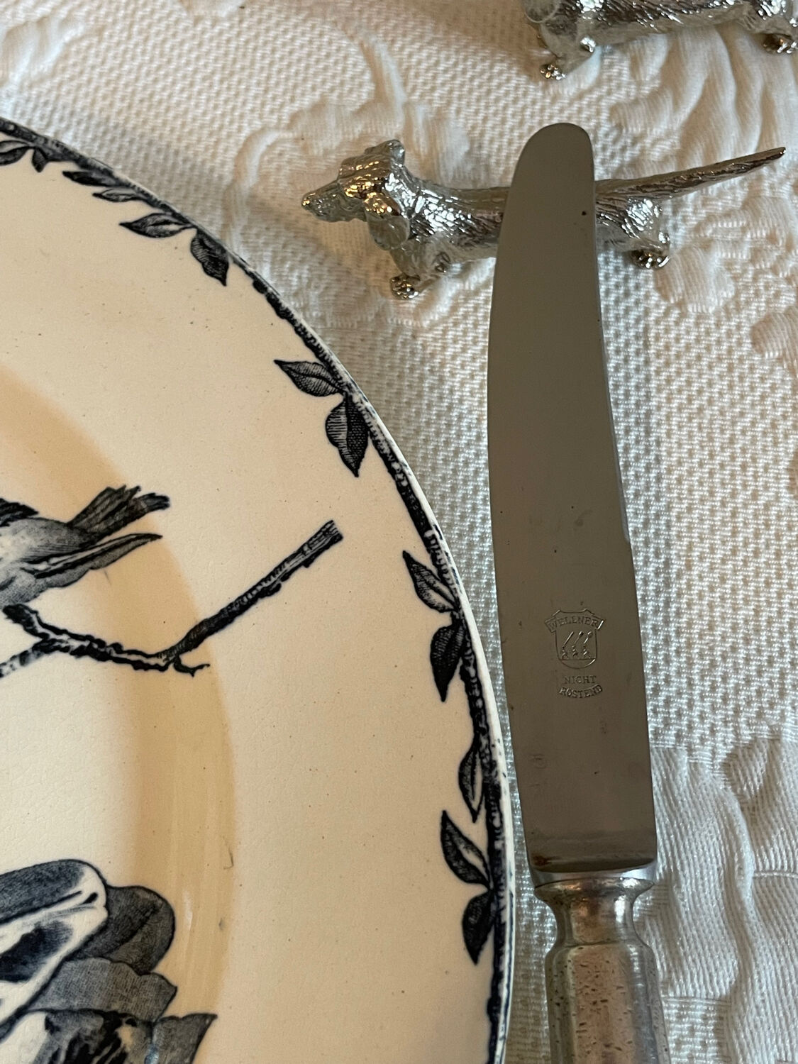 6 doors - vintage dachshund silver metal knife 70