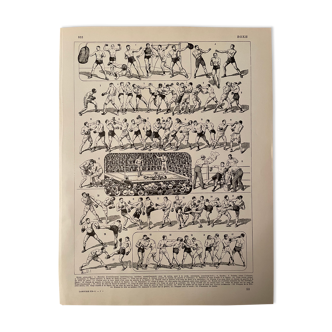Lithograph engraving on boxing from 1928