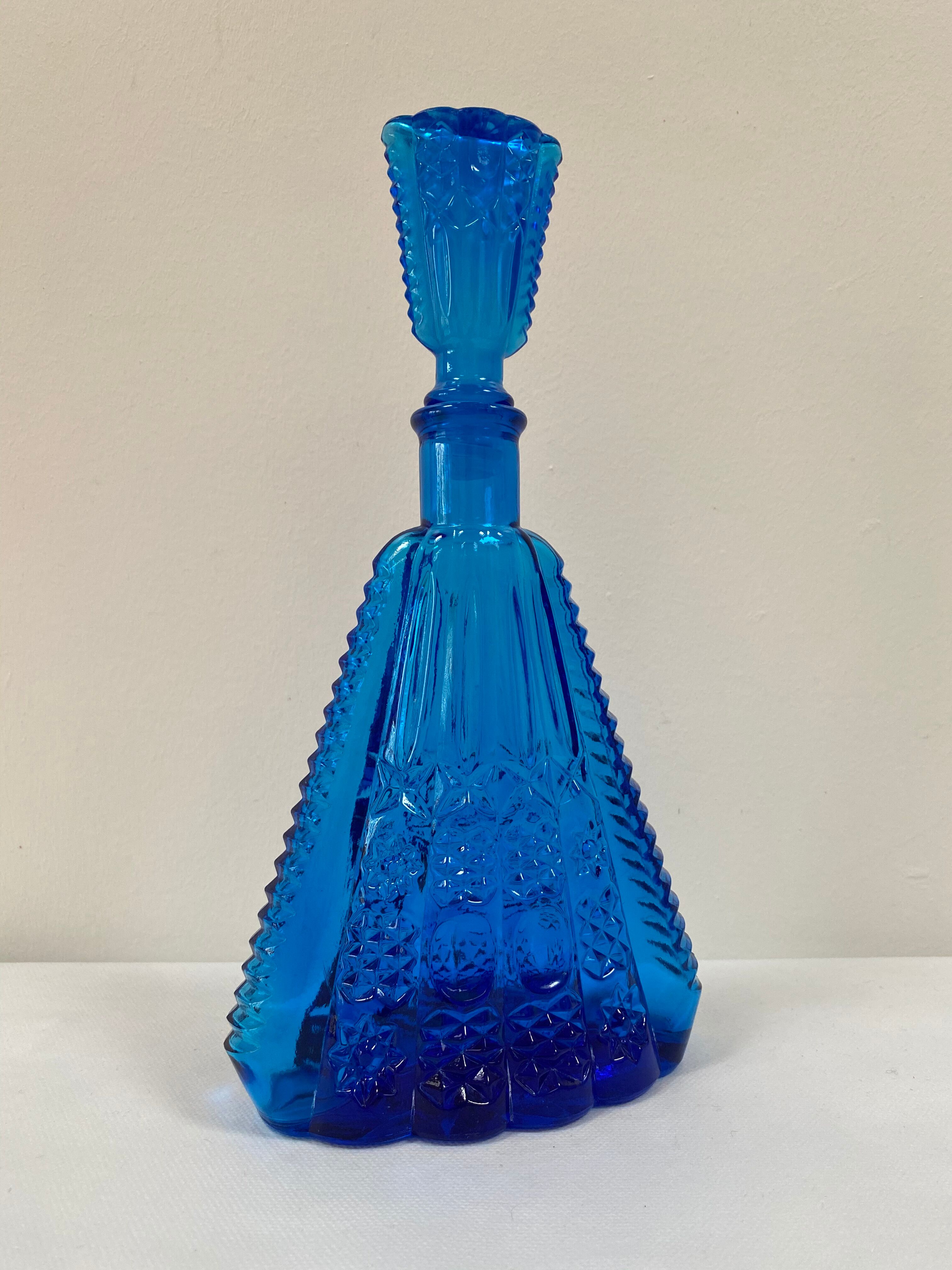 Carafe Empoli en verre bleu outremer
