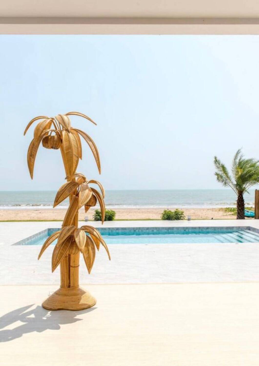 Large rattan “coconut/palm tree” floor lamp