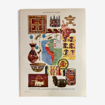 Planche illustrée sur l'art quichua et chibcha, années 1940-50