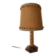 Lampe art déco en bois sculpté et jute