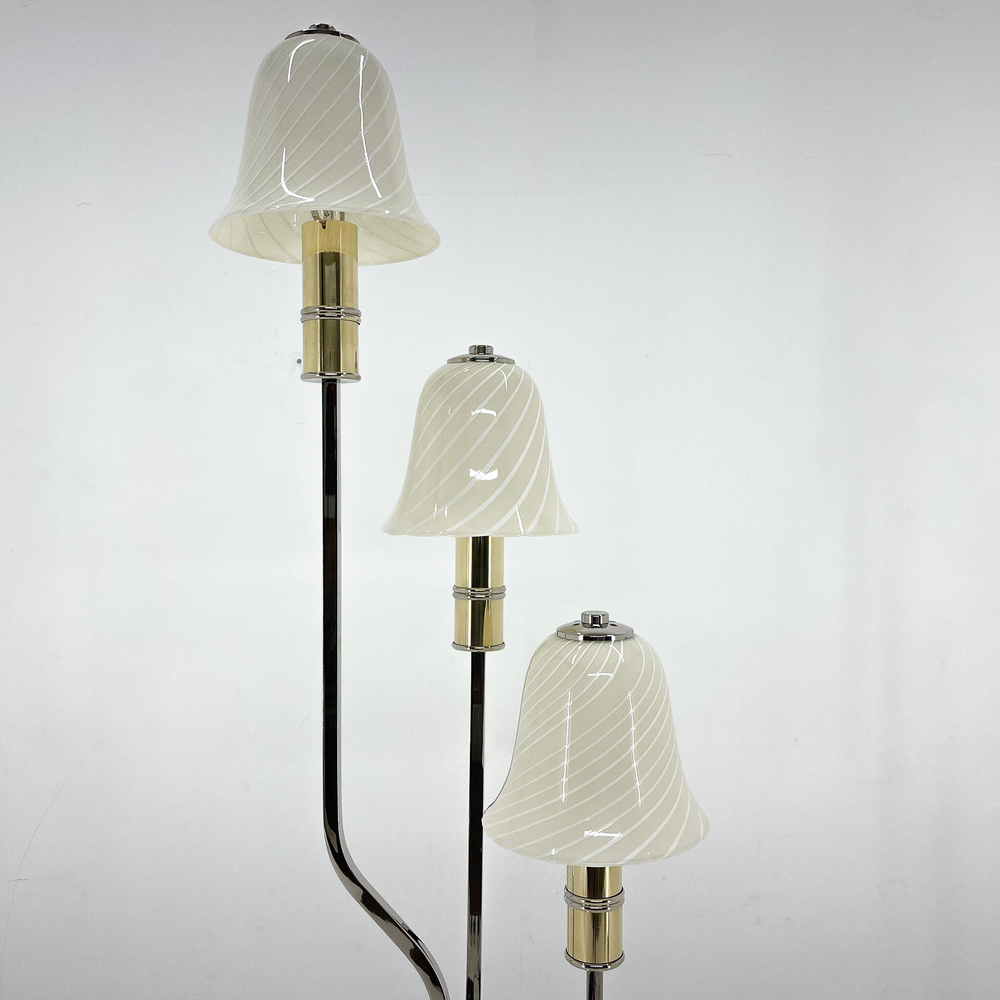 Italian Chrome & Murano Glass 'Magic Mushrooms' Floor Lamp, 1970's