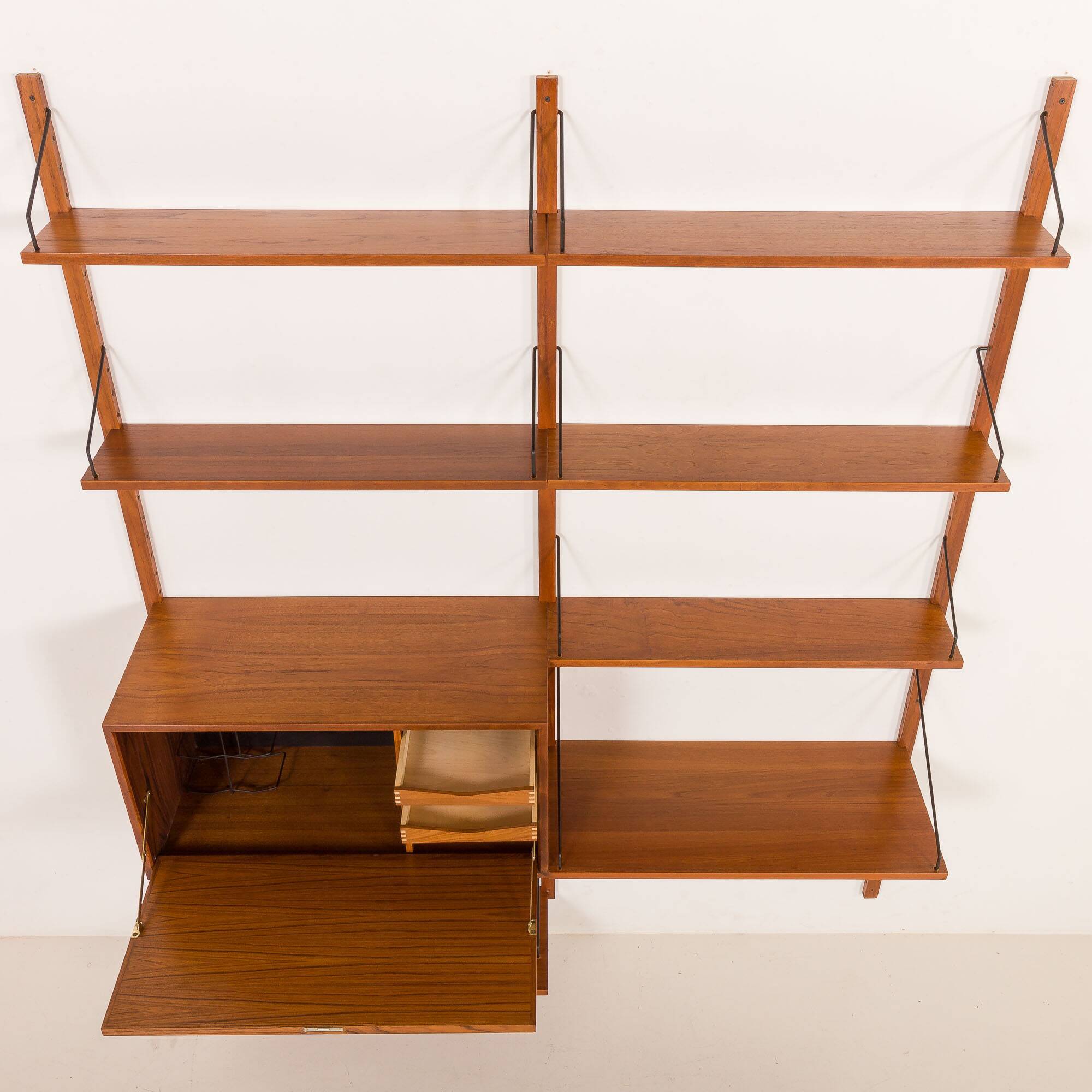 Poul Cadovius wall unit with a bureau and a desk shelf for Cado, 1960s
