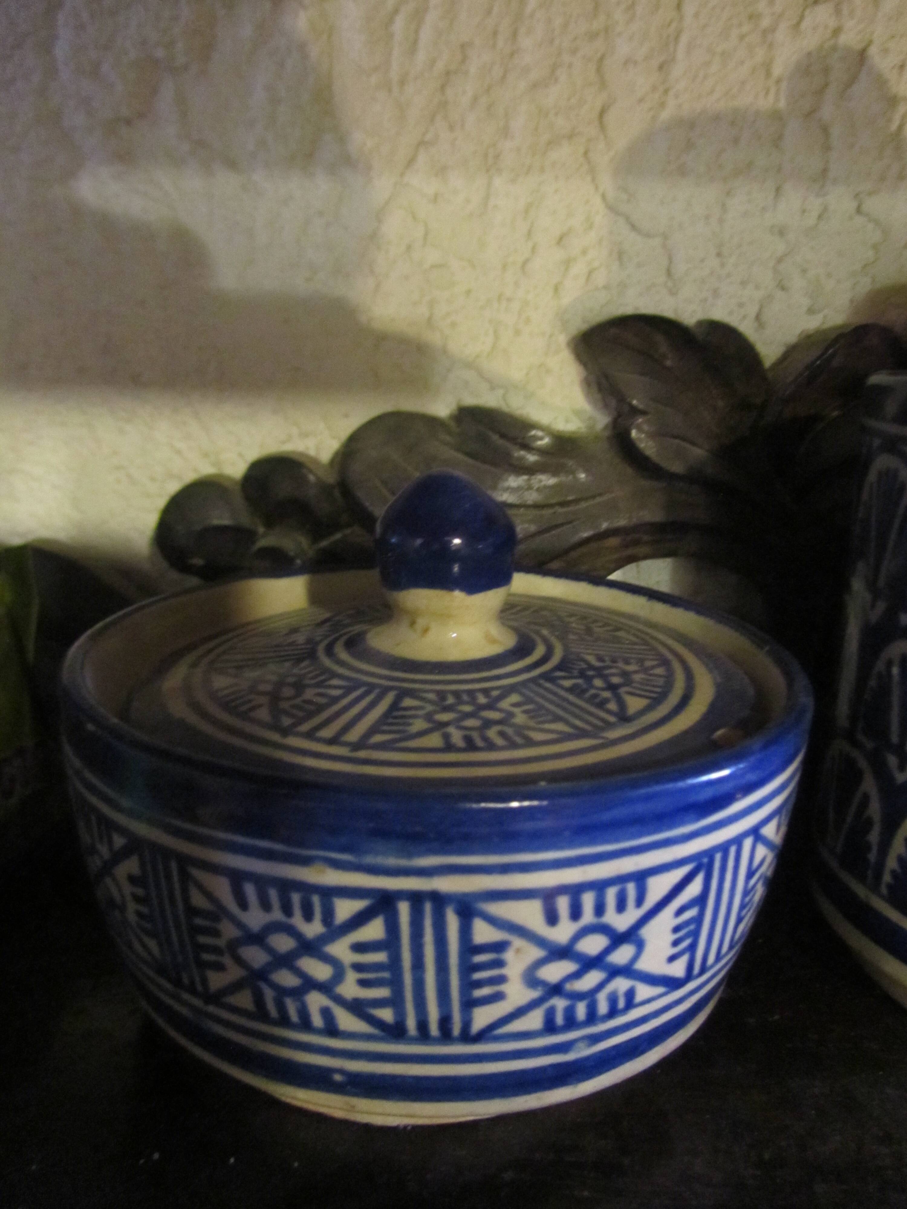 Lot 11 Moroccan pottery butter pot from the 1940s signed Serghini.