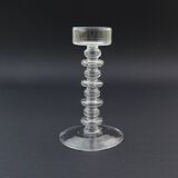 Vintage candlestick in mouth-blown clear glass
