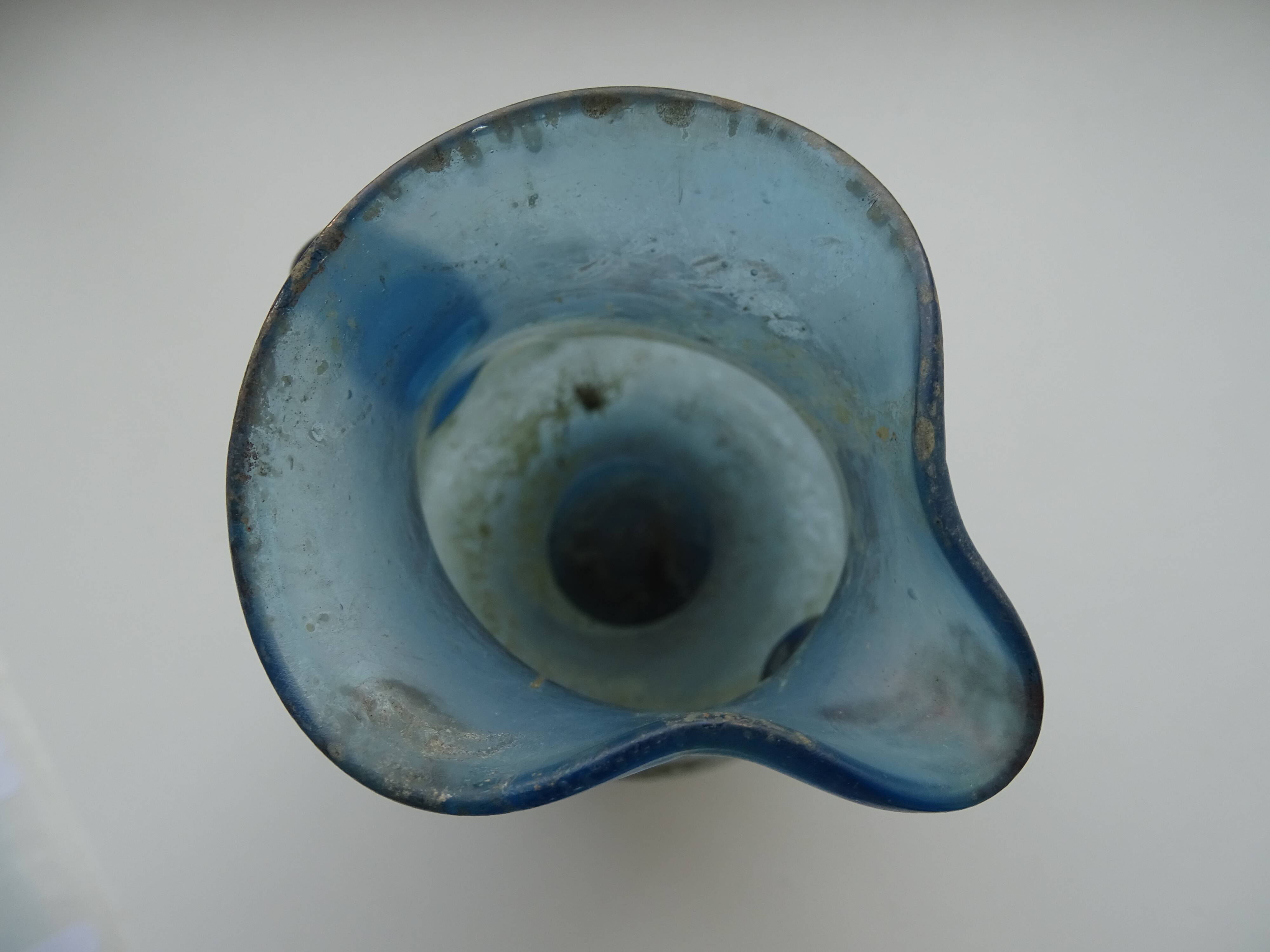 Vase with handle and spout Scavo Seguso Vetri d'Arte iridescent glass Murano 1950