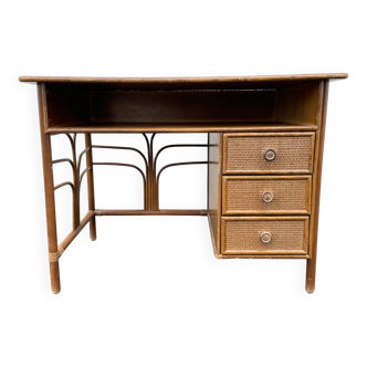 Bureau en rotin vintage