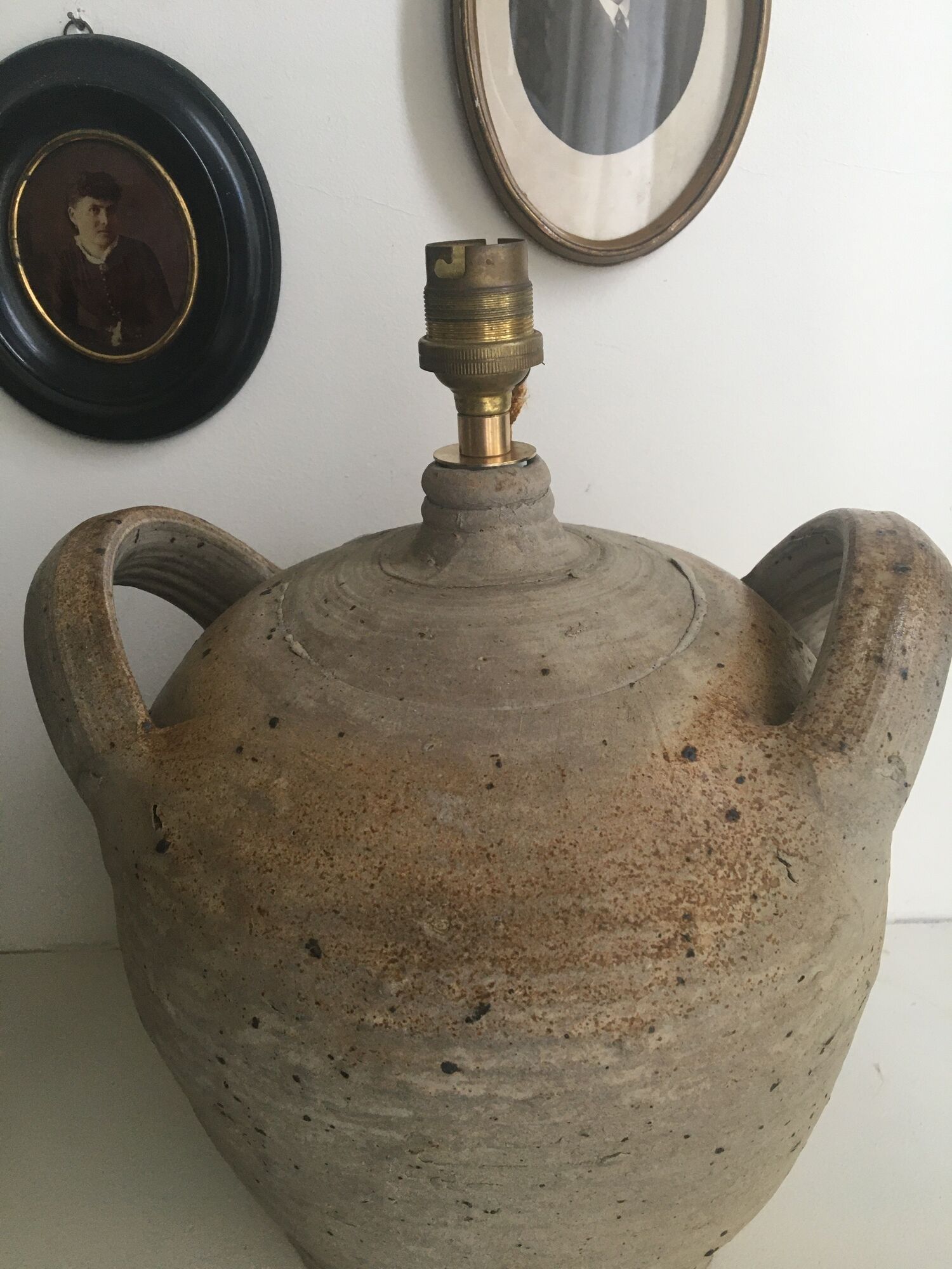 Antique jug lamp stand, color cable of your choice, vintage switch