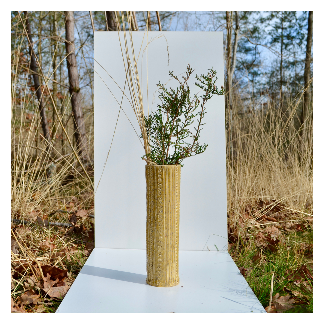 Artisanal sandstone vase signed A.M.