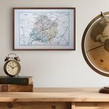 Imprimée en 1889, carte de la Sarthe. Authentique Vintage